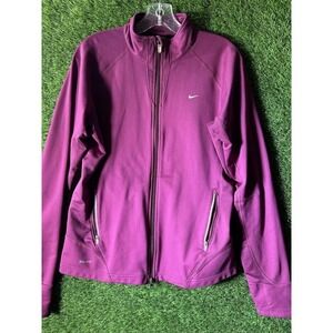 Nike Jacket Womens L Purple FIT Dry Full Zip Track Running Athletic Softshell